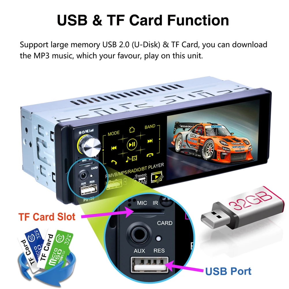 

4.1 Inch Dual Usb Mp5 Player Car Radio With Thermometer Rear View Fm Stereo Built-In Player For Vehicle-Mounted Use Durable