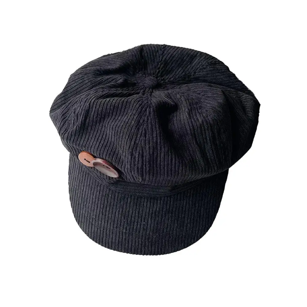 Retro Knopf Cord Achteckige Kappe Für Frauen Maler Künstler Hut Japanische Mädchen Braun Schirmmützen Herbst Winter Berets – Detail 19