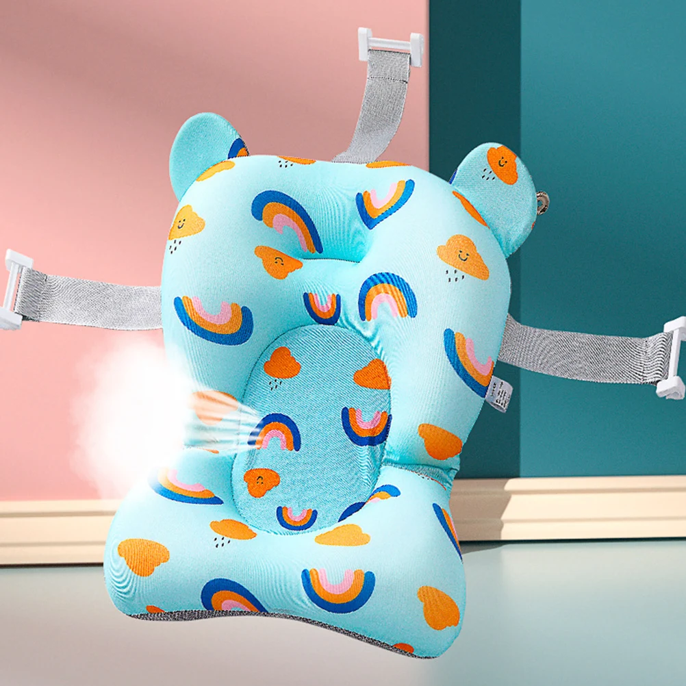 

Baby Bath Seat Support Rainbow Cloud Pattern Infant Bath Cradle Bathtub Sling Suspension Pad Durable Lightweight Bathtub Holder