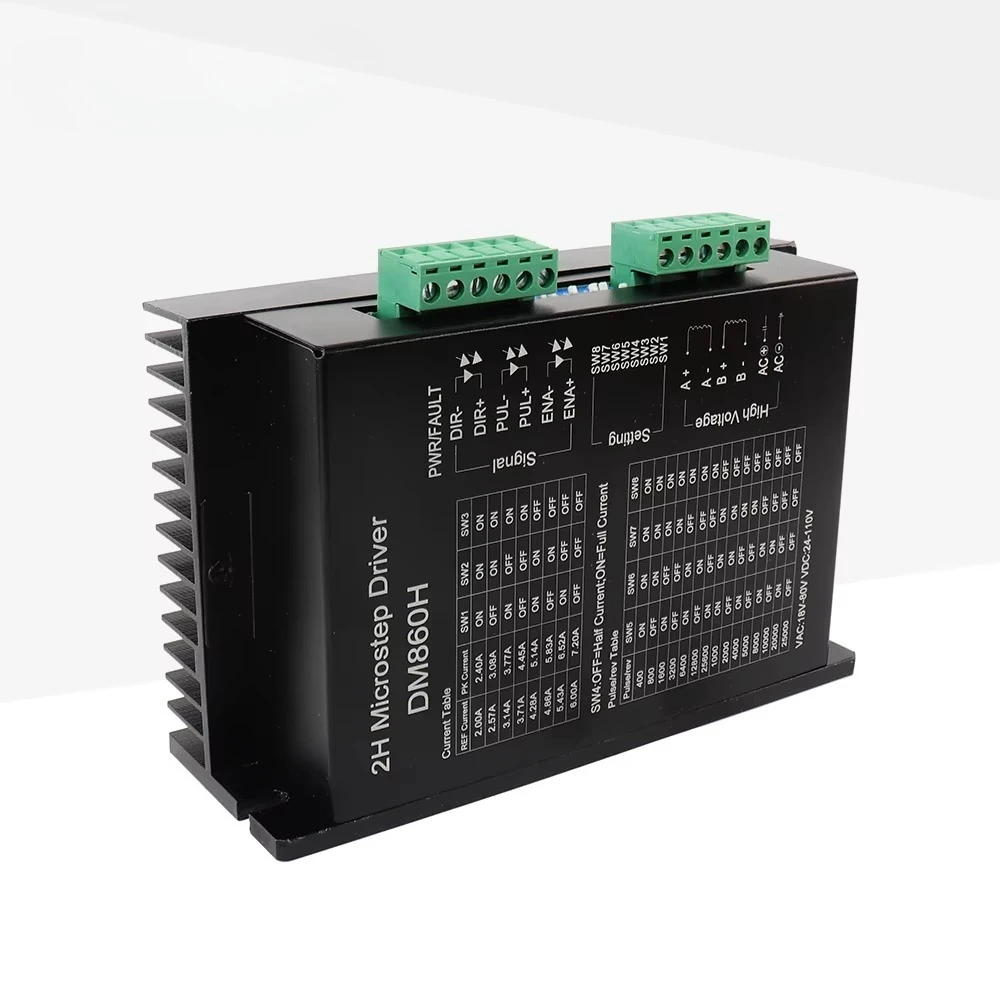 

DM860H DM860 Stepper Motor Driver Controller 18-50V AC/24-80V DC Power Supply 2.4-7.2A Output Current Pulse+Direction Motors