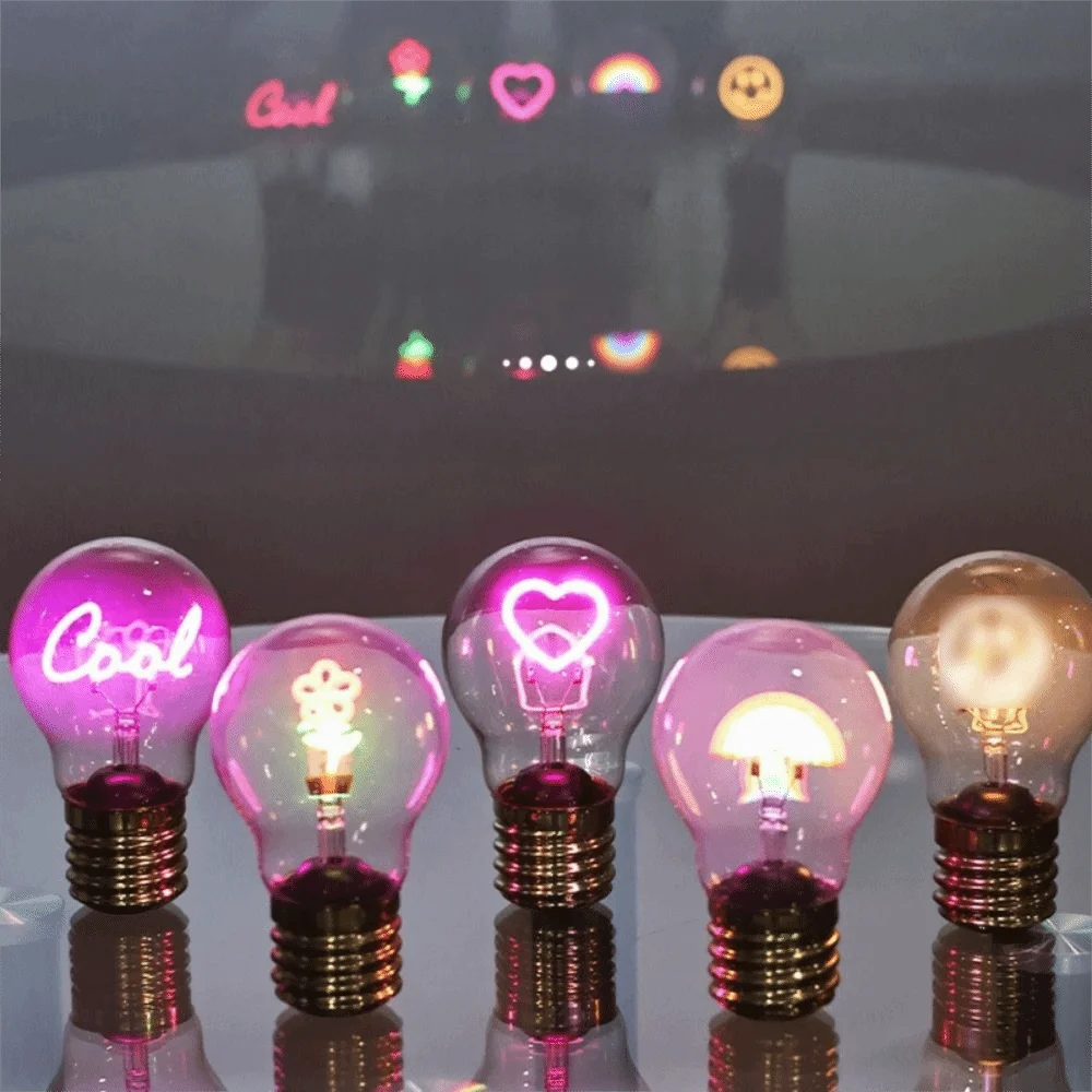Fun Art Pattern LED Filament Bulb 3 Modes E40 Rechargeable Light Bulb Soft Lights Ornaments Decorative Desk Lamp