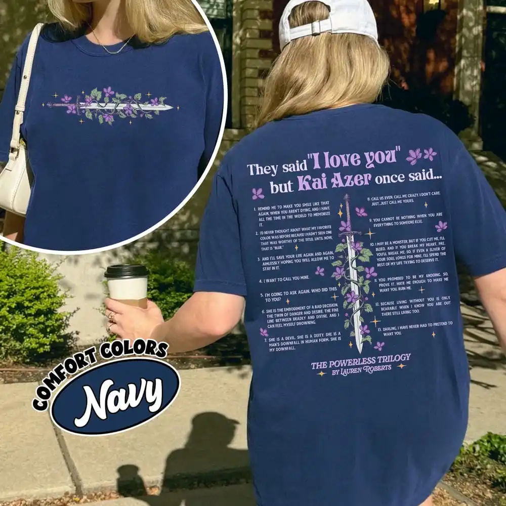 تي شيرت مستوحى من Kai Azer بتصميم مروحة بدون قوة، قميص I Love You برقبة دائرية وأكمام قصيرة لمحبي الكتب، تنزيل فوري