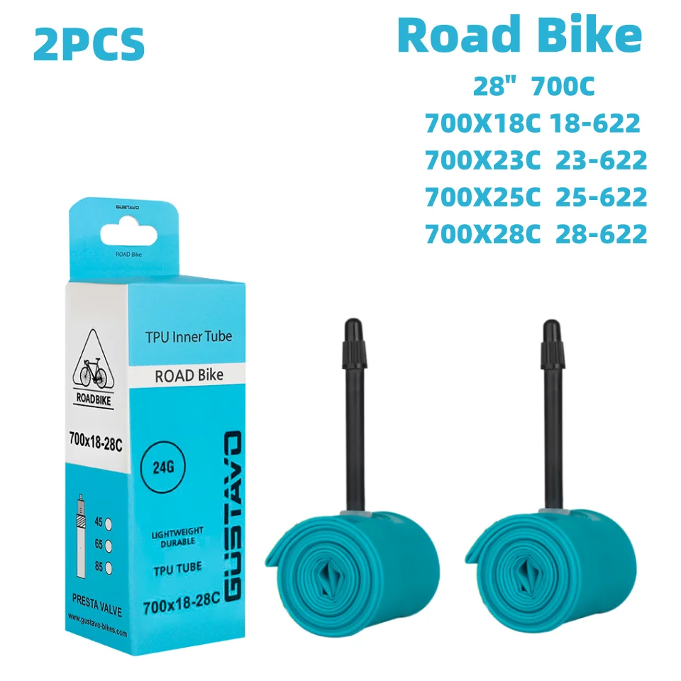 GUSTAVO Ultralight TPU Buizen racefiets binnenband Ventiel 45 MM 65 MM 85 MM 700X18-28C 24g
