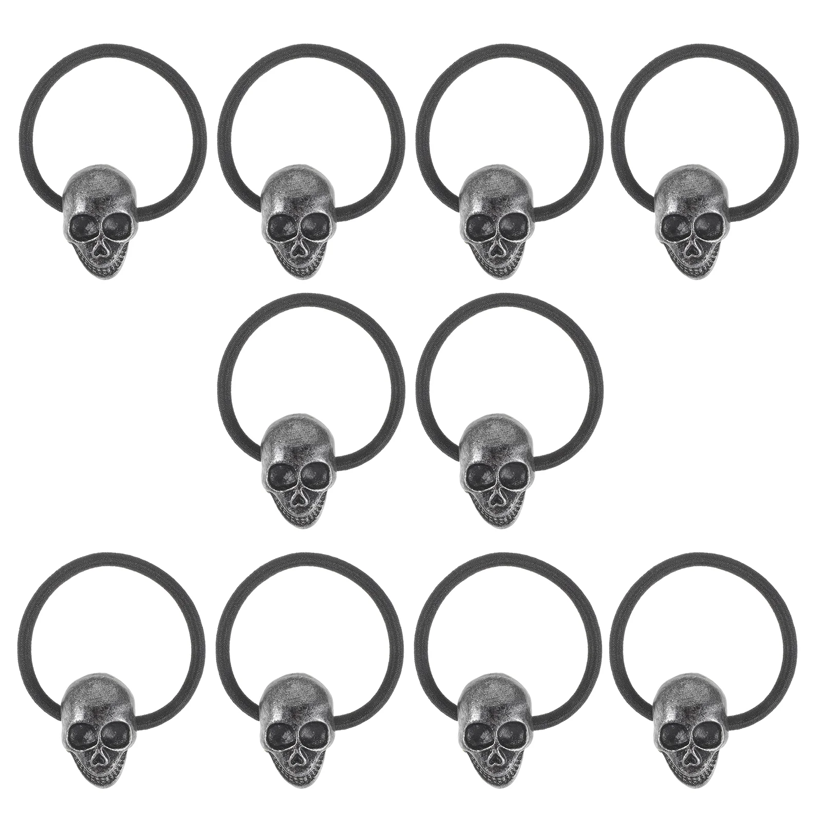 10 Pcs Skull Hair Ring Accessories for Girls Ponytail Holder Elastic Ties Resin Gothic Accessory Miss Headdress