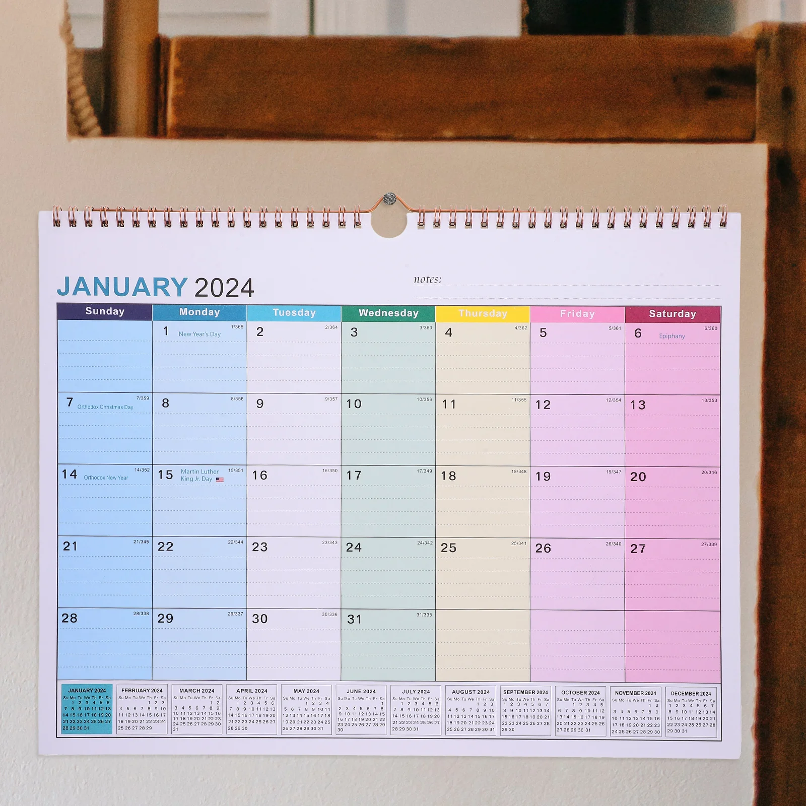 2024-2025 Wall Calendar English Monthly Hanging Calendar Large Size for Home Office Daily Use Holiday Appointment Countdown