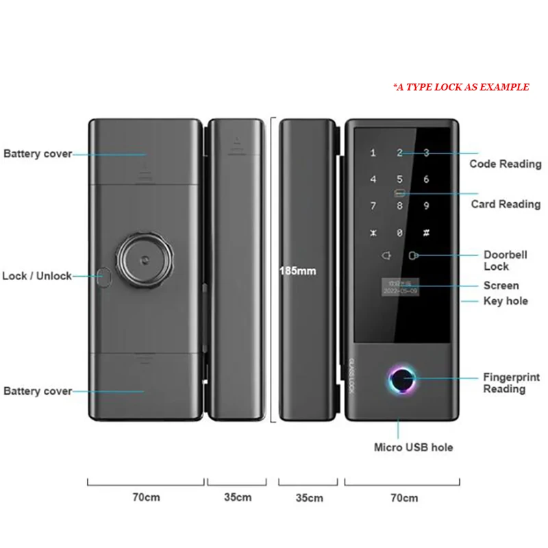 Fingerprint Smart Lock For Sliding Glass or Wooden Door Swing Door Lock ttlock Bluetooth Digital Lock Or Tuya Smart Wifi Lock