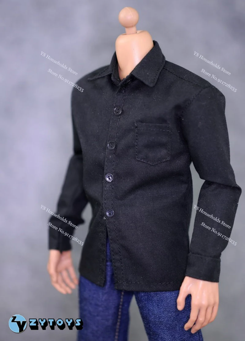 ZYTOYS 1/6 Men Soldier Casual Black Shirt Blue Jeans Belt Clothes Kit Accessory For 12