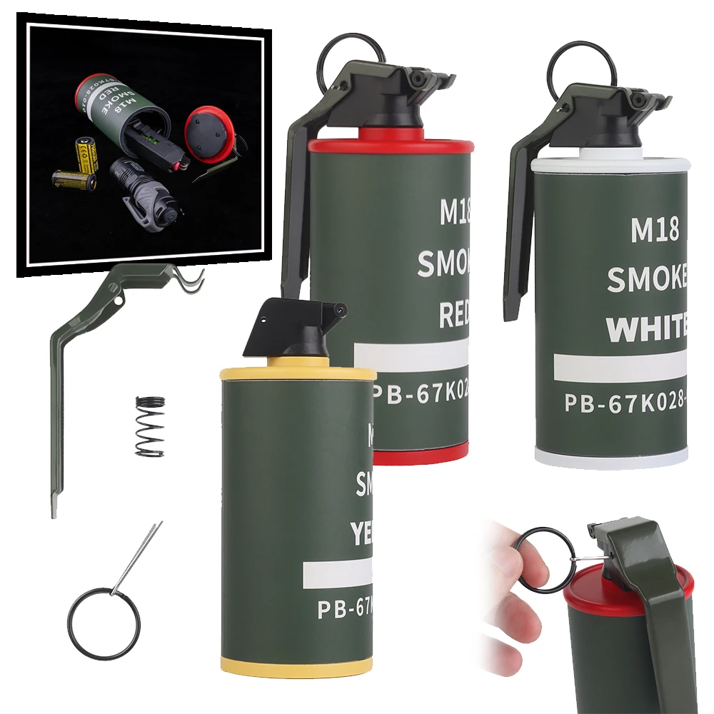 Handheld M18 Smoke Bomb Dummy Model, Army Fan Static Grenade  Model Storage Tank Toys, for Film Props Outdoor Paintball Game