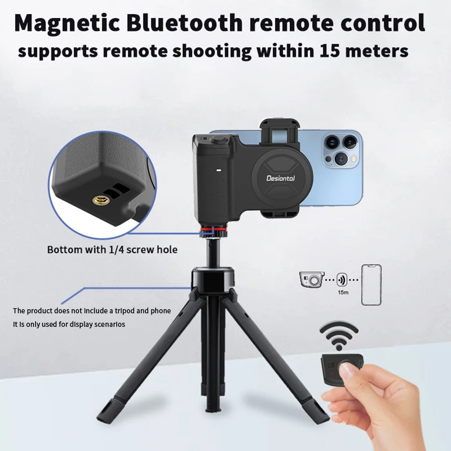 Desiontal Mini smartphone shooting stand outdoor handheld selfie detachable remote control 1/4 \