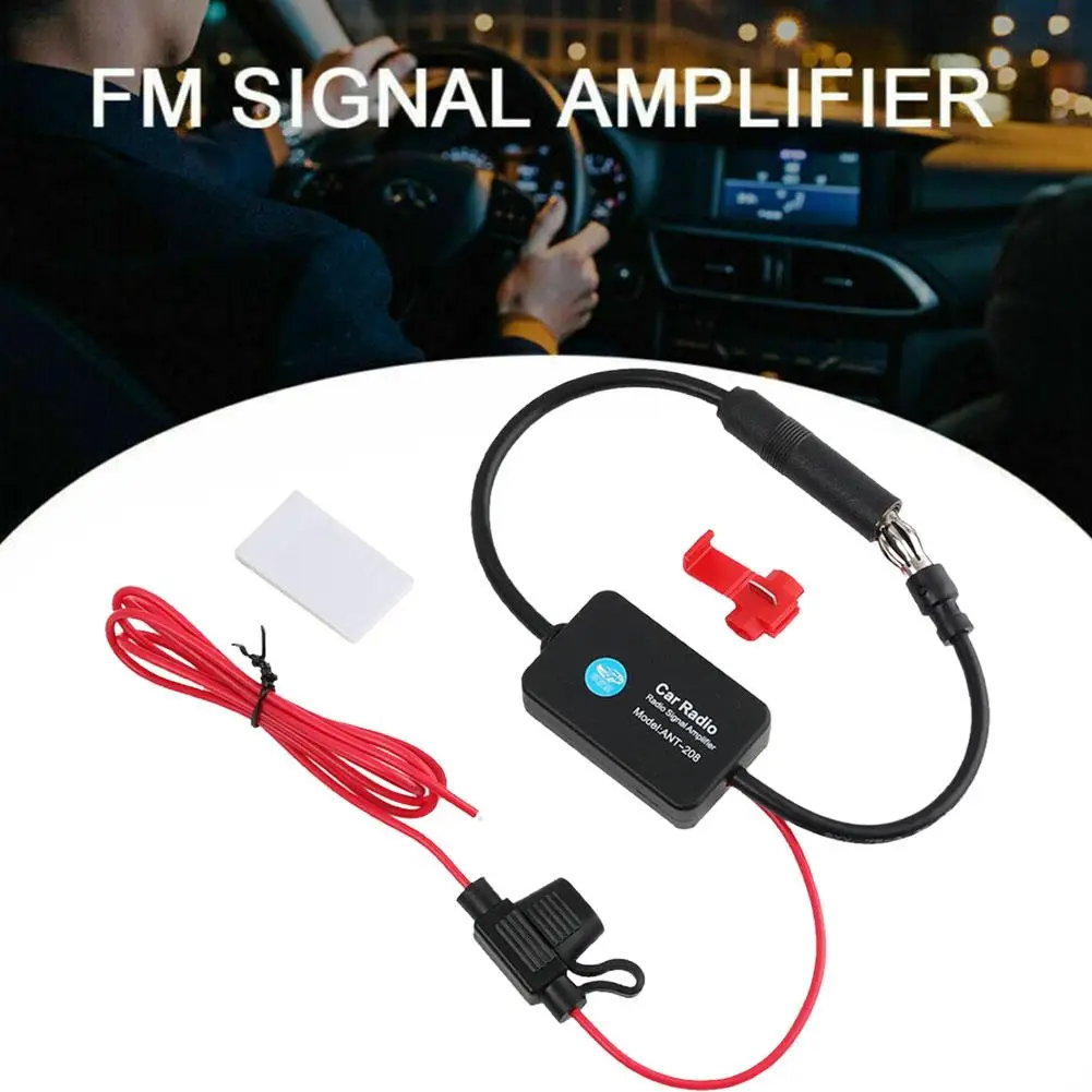 FM Signal Amplifier Car Radio Antenna Signal Amplifier Booster 12V Signal Antenna Enhance Universal For Car Boat RV