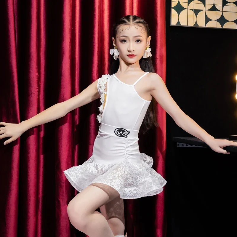 

Costumes Girls Practice Clothes Camisole Lace Dance Performance Competition Split Costume Samba New style of Latin dance