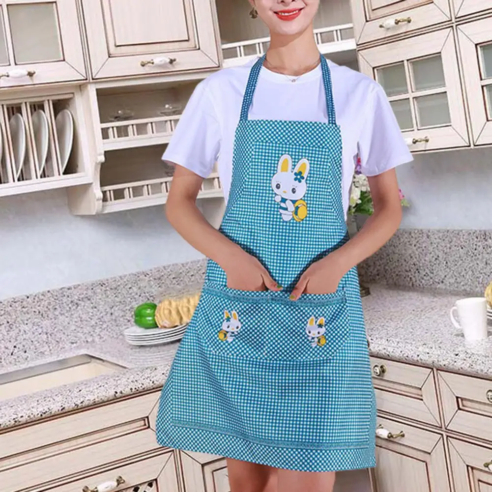 

Kitchen Apron, Waterproof, Oil-proof, Adjustable Cleaning Tools, Double Pocket, Cute Cartoon Rabbit Apron, Household Supply