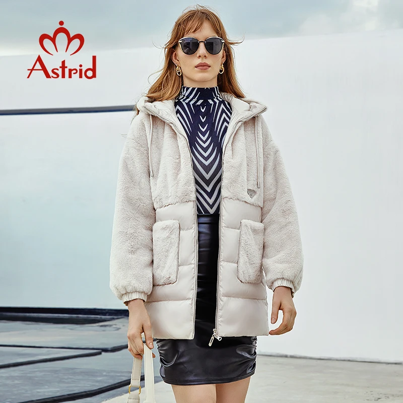 Astrid 2022 Winter New Collection Coat Women\'s Stand Collar Hooded Windproof Long Jacket  Hight Quality Female Outwear ZR-20170