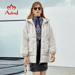 Astrid 2022 Winter New Collection Coat Women's Stand Collar Hooded Windproof Long Jacket  Hight Quality Female Outwear ZR-20170