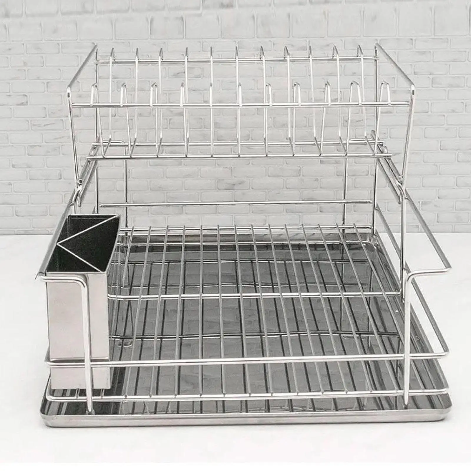 

Dish Drying Rack 2 Tier Dinnerware Organizer Kitchen Gadget Large Capacity Bowl Shelf for Counter Dining Room Restaurant Pantry