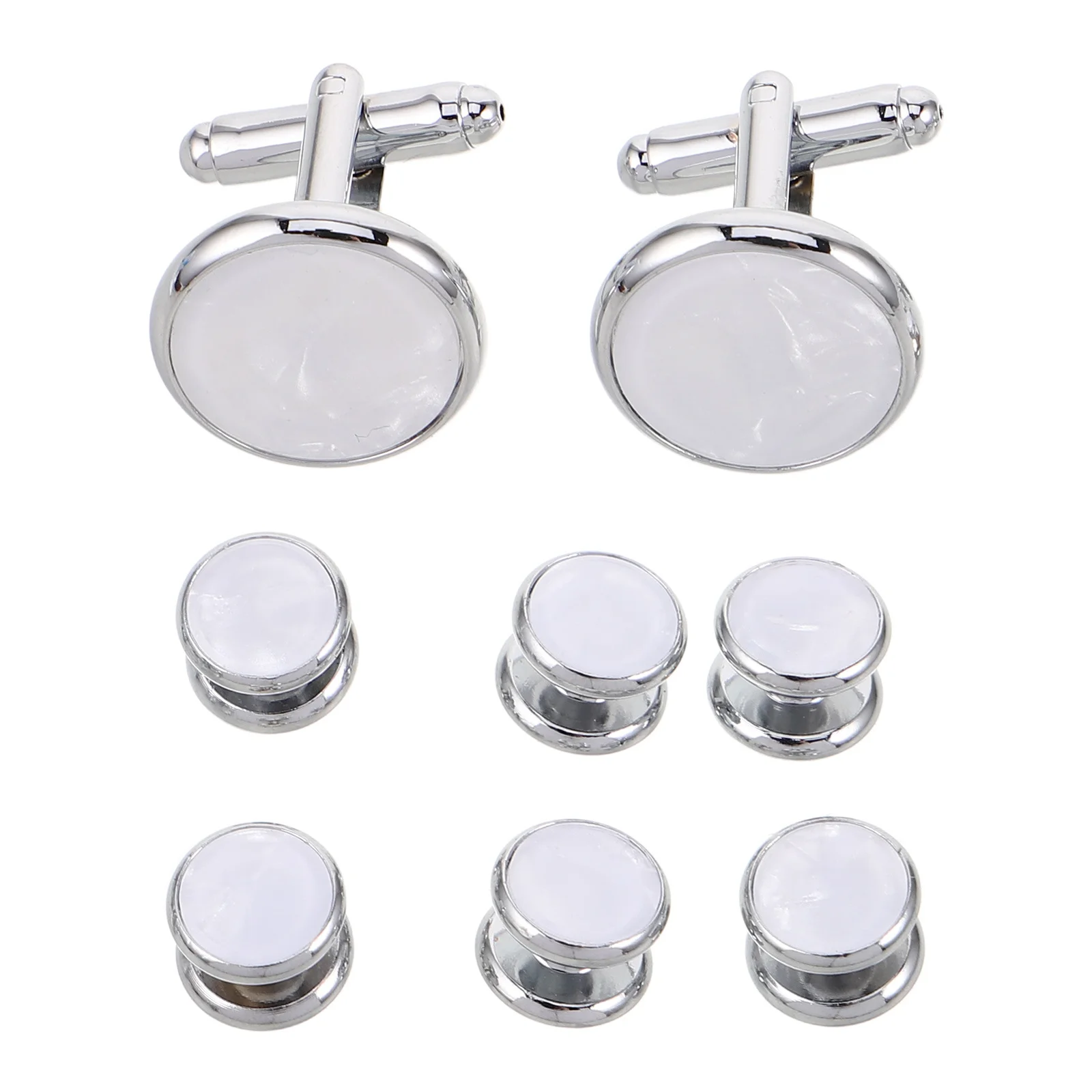 1Set French Cuff Shirt Accessories for Men Cuff Links Studs Set Round Drip Oil Shell Elegant Dress Shirt Studs Tuxedo Buttons
