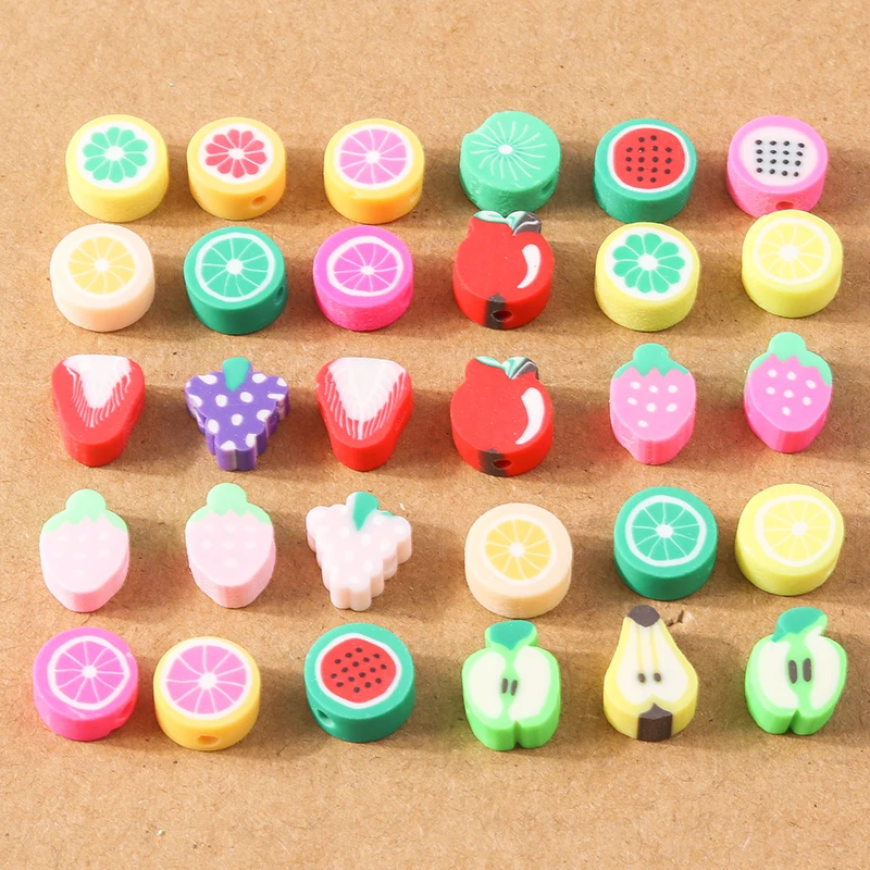 30 teile/los mischen Fruchtform Charms Polymer Clay Perlen Anhänger für Schmuck machen DIY Mode Halskette Armband Ohrring Zubehör