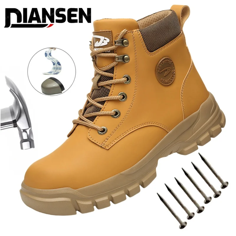 

Lightweight Waterproof Protective Shoes Puncture-Proof Anti-smash Steel Toe Shoes Kevlar Insoles Industrial Men Work Boots