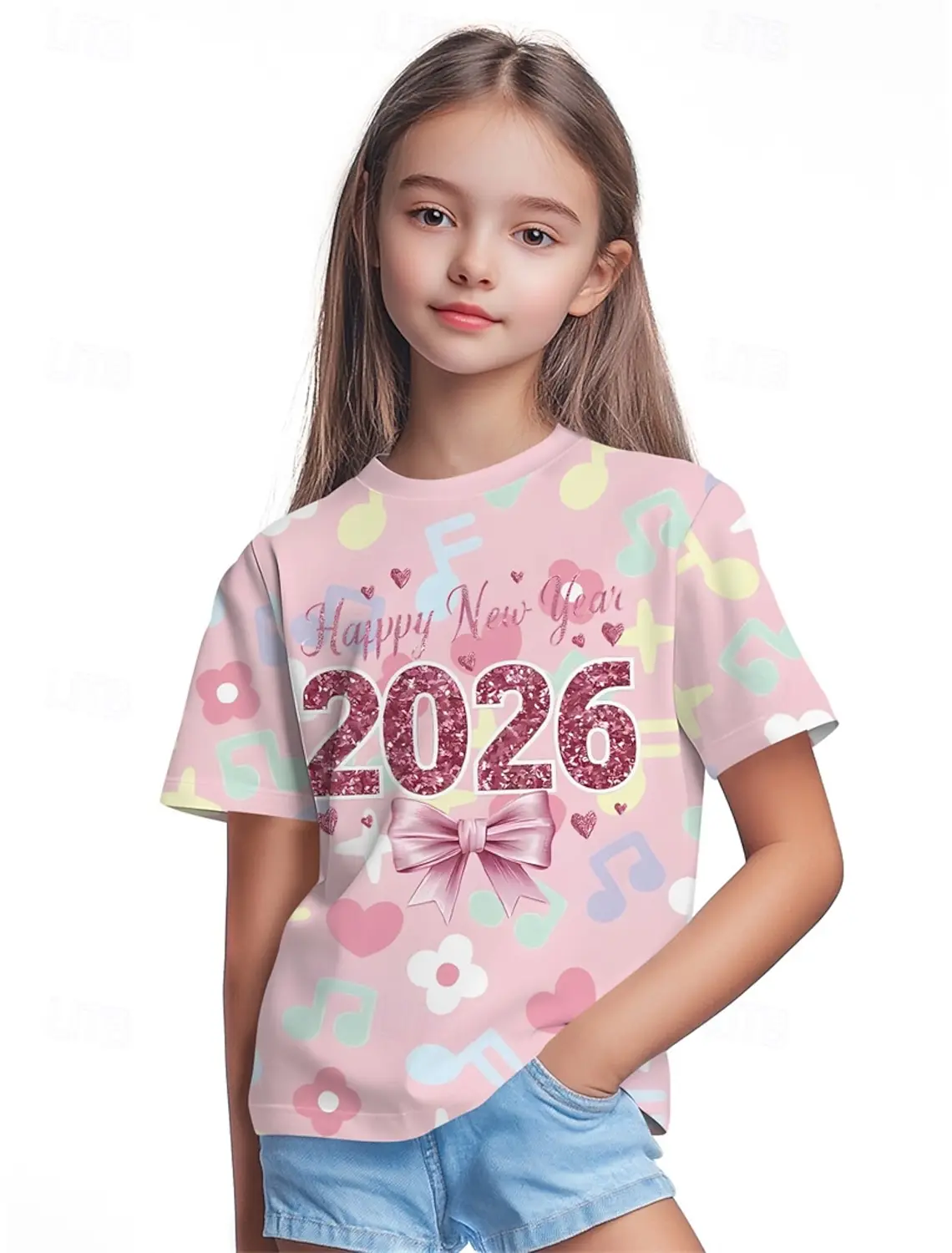 

Girls' 2026 New Year'S Party 3D Graphic Letter T shirt Tee Short Sleeve 3D Print Sports Fashion Streetwear Kids 4-12 Years