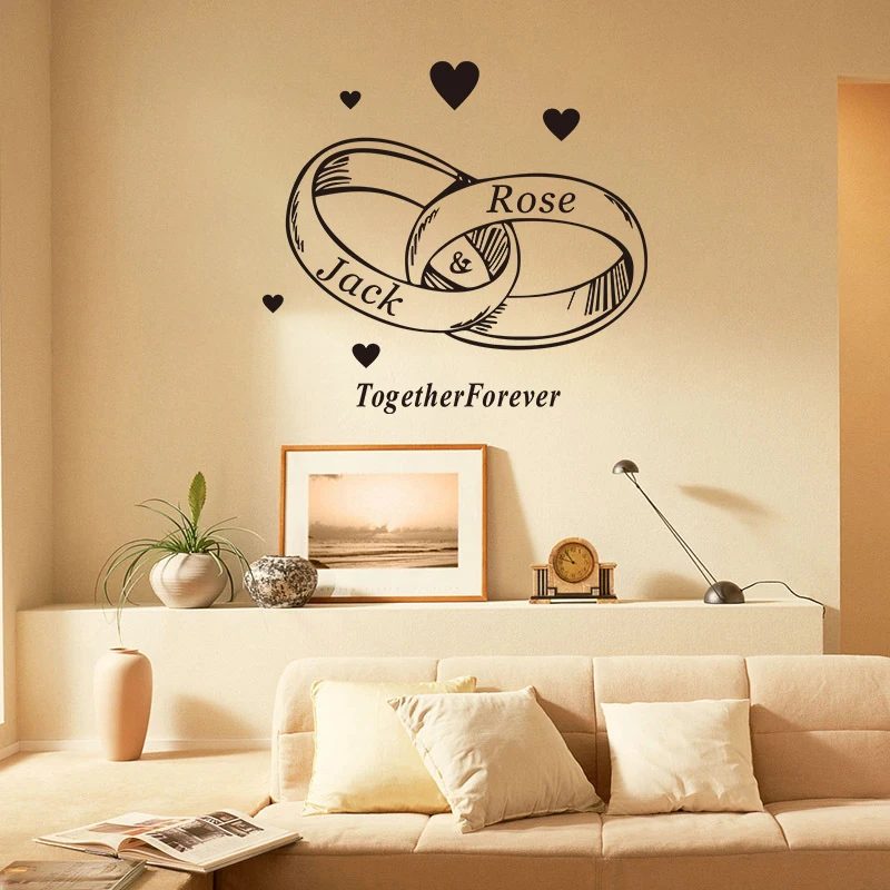 Custom Ring Wall Stickers Together Forever Home Decoration For Room Bedroom Glass Kitchen Wallpaper Peel & Stick PVC Wall Decals