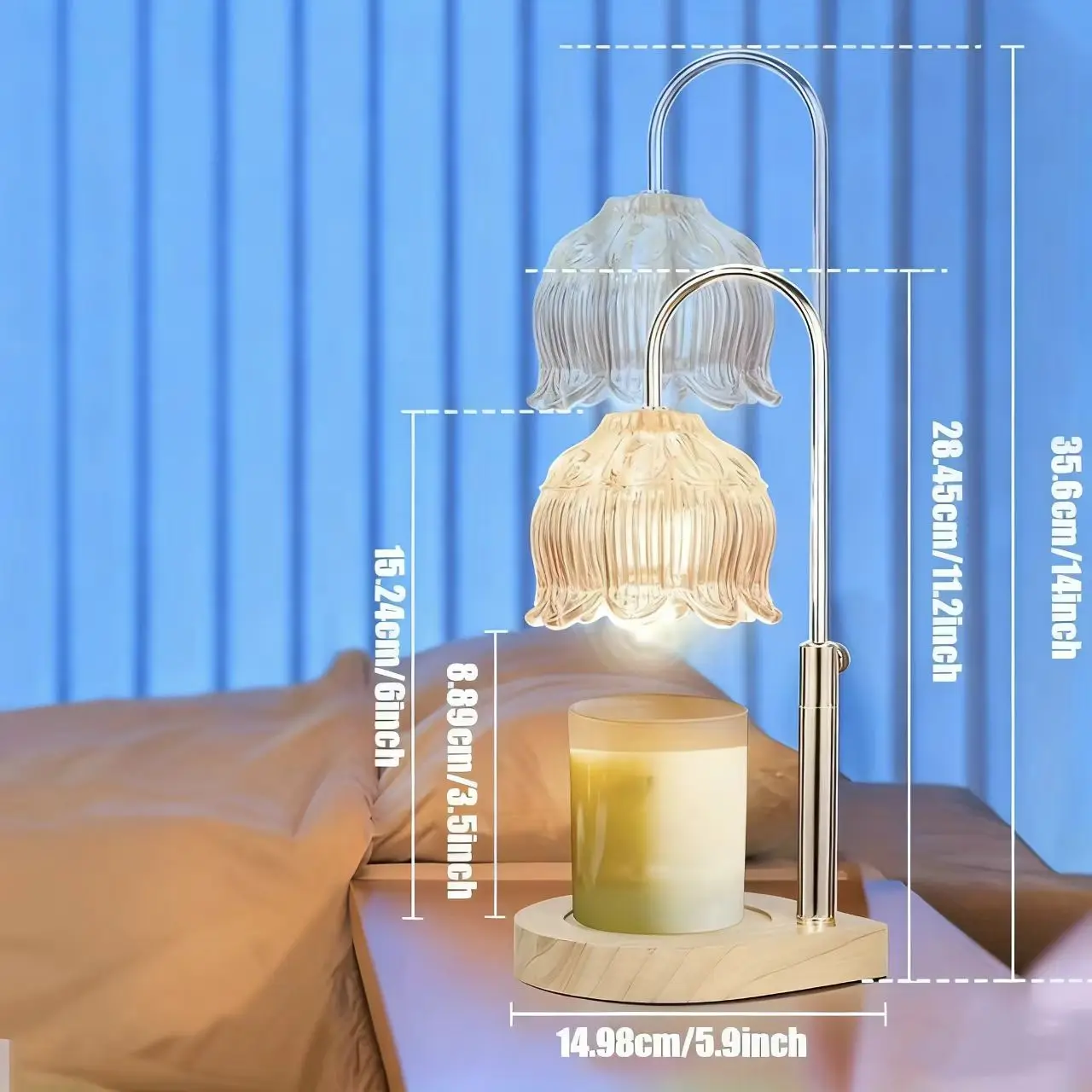 Wax-melting Lamp,Crystal Candle Wax Melting Lamp Electric Warmer with Timer Adjustable Temperature for Scented Jar Candles HomeValley Lily Shape Elegant Gift