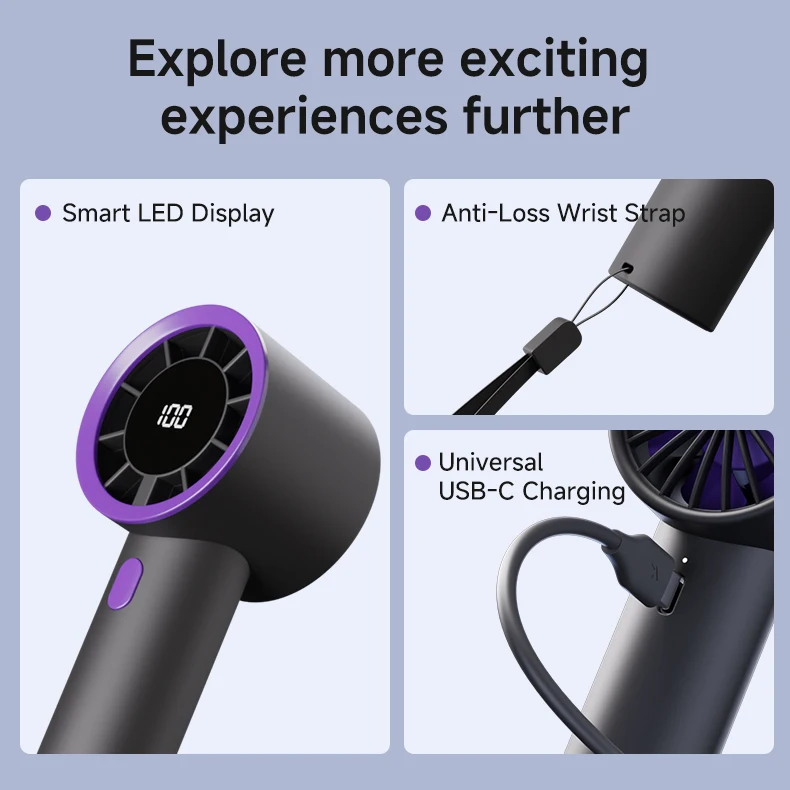 شاشة رقمية ذكية عالية الدقة، مروحة صغيرة محمولة ويمكن ارتداؤها