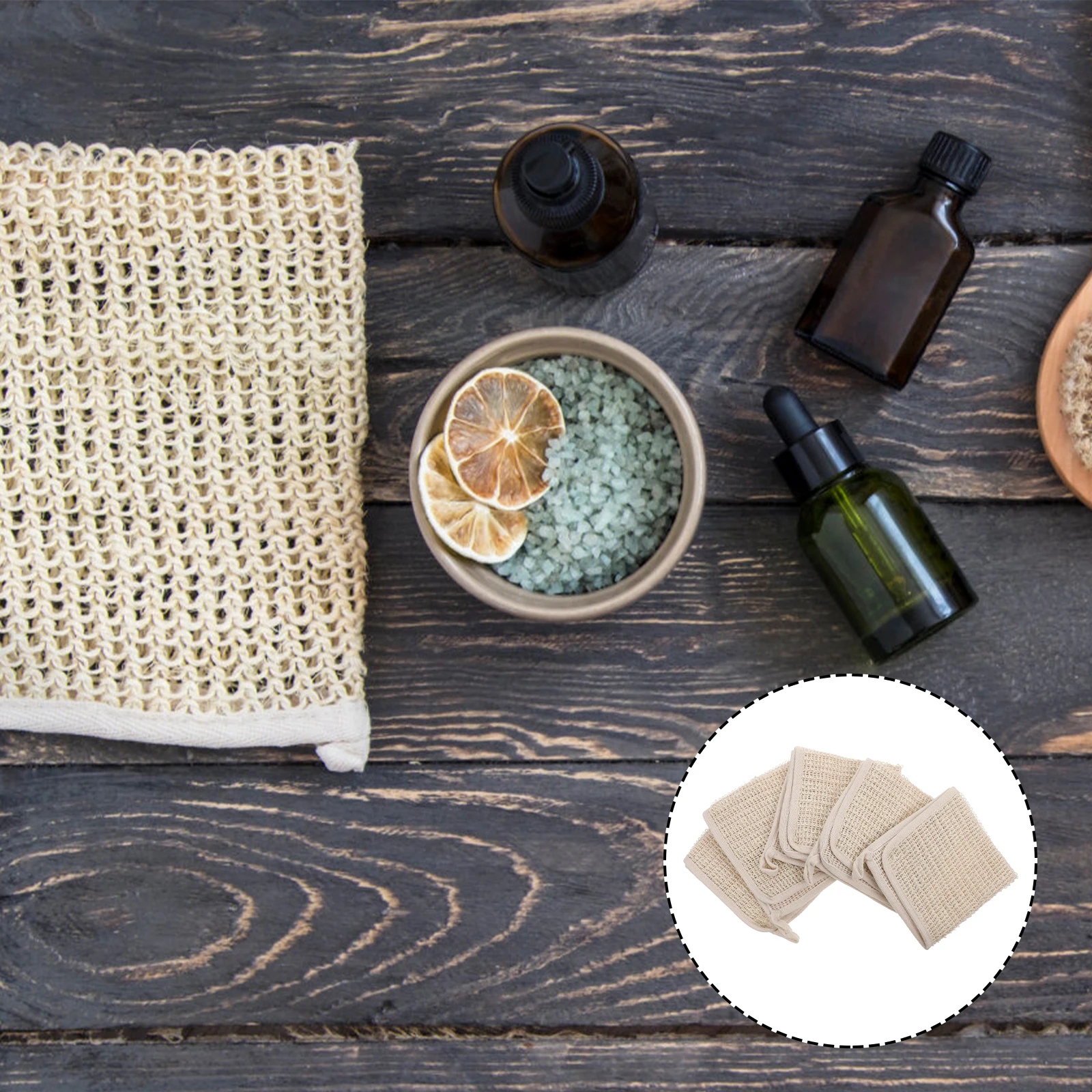 

5Pcs Premium Exfoliating Bath Towel Square Shower Body Face Washing Scrubber Smooth Skin Dead Cell Removal Bathing Towel