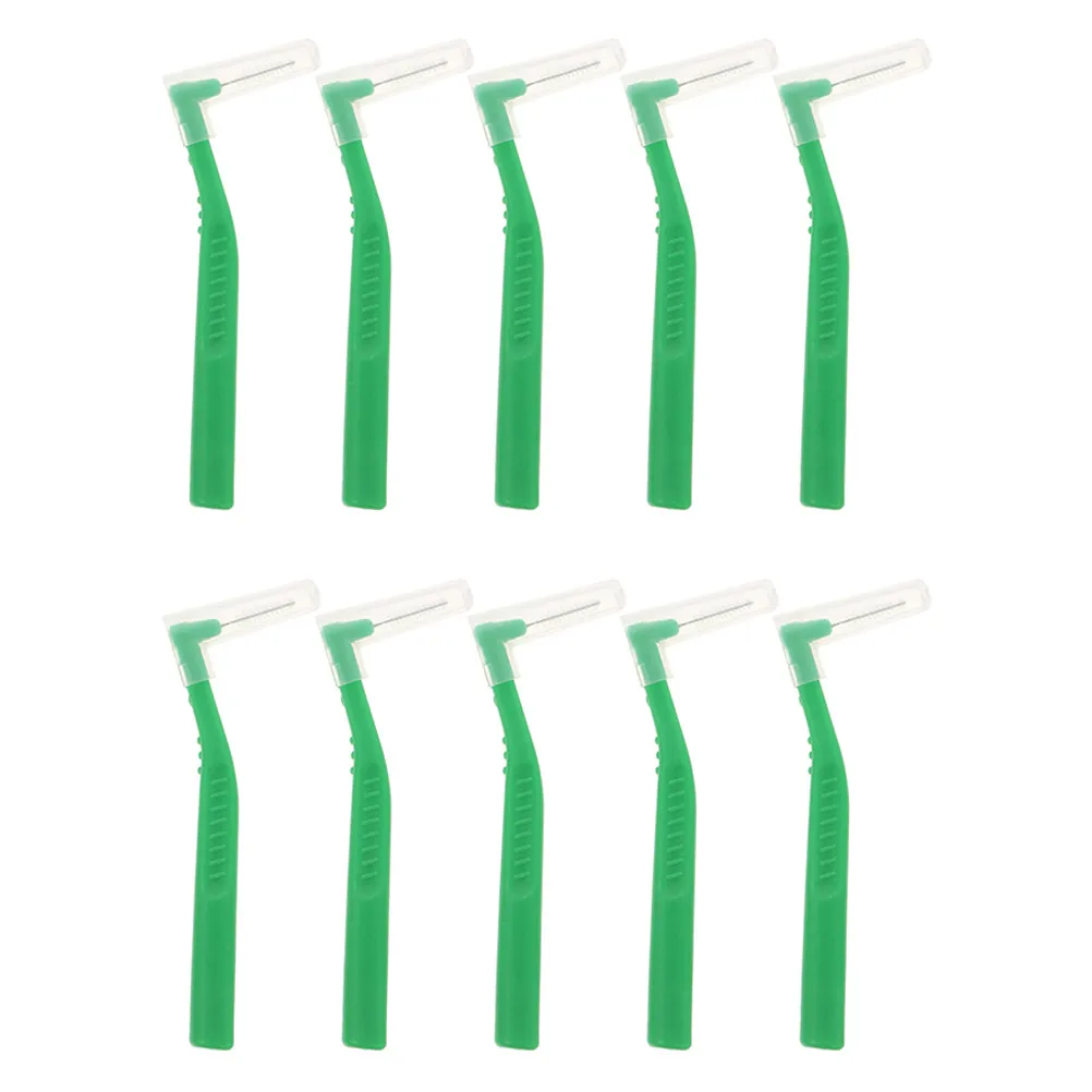 10Pcs Interdental Brushes Stainless Steel Wire Dental Cleaning Tools for Tight Spaces Portable L-Shaped Plaque Remover Household