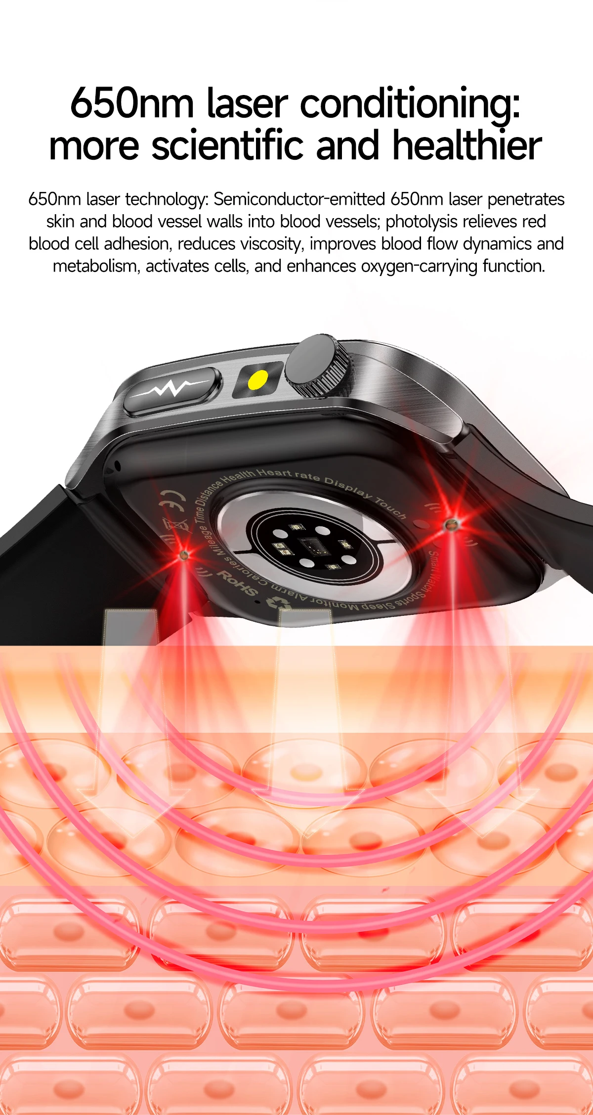 Smartwatch Avec Ecg Et Analyse De Santé Par Laser Dual-probe_voghion.com