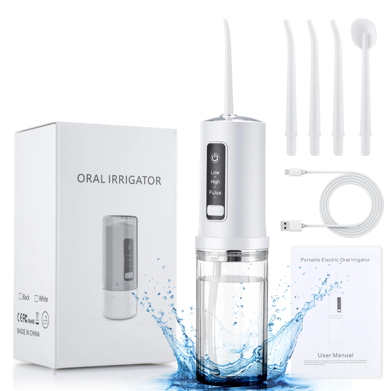 200ML Portable Dental Oral Irrigator Water Flosser Jet USB Charging Dental Scaler Toothpick Teeth Whitening Cleaning Tools