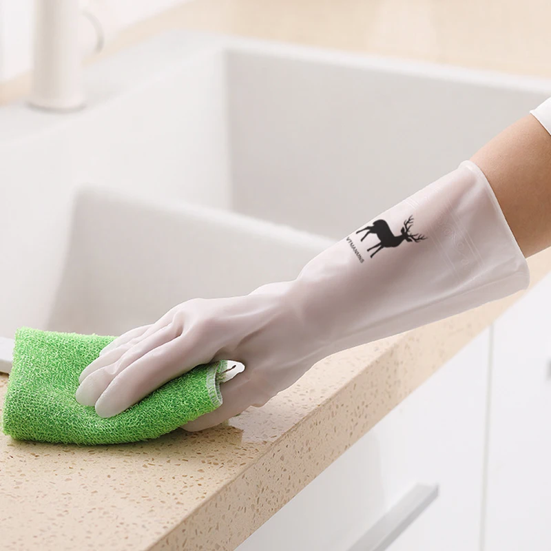 1 Pair Household Kitchen Washing Silicone Gloves Multi-Function Anti-Slip Durable Waterproof Dishwashing Gloves Cleaning Tool