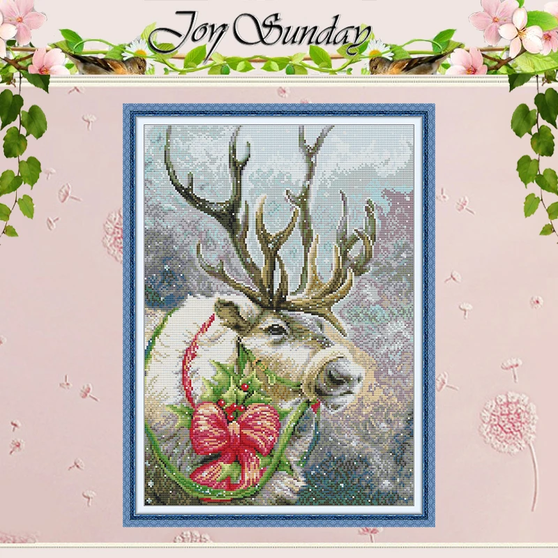 

Christmas Deer Pattern Counted Cross Stitch Set DIY 11CT 14CT 16CT Stamped DMC Cross-stitch Kit Embroidery Needlework Home Decor