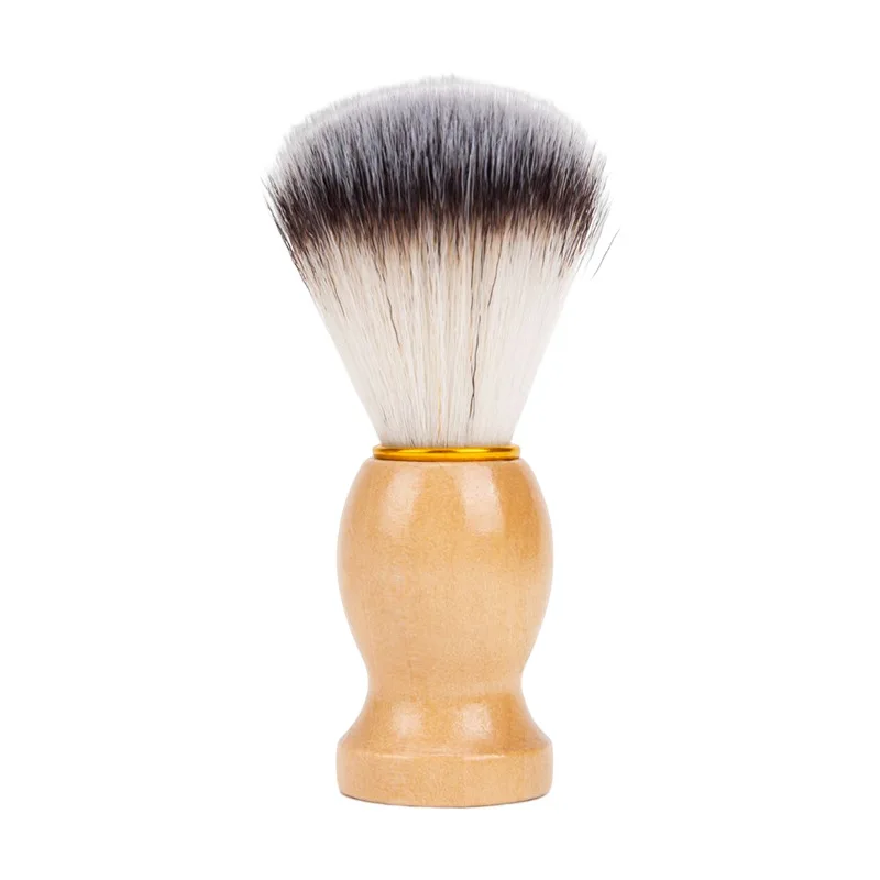 Wooden Soft Bristle Beard Shave Brush, Portable Salon Foam Brush for Men Beard Grooming