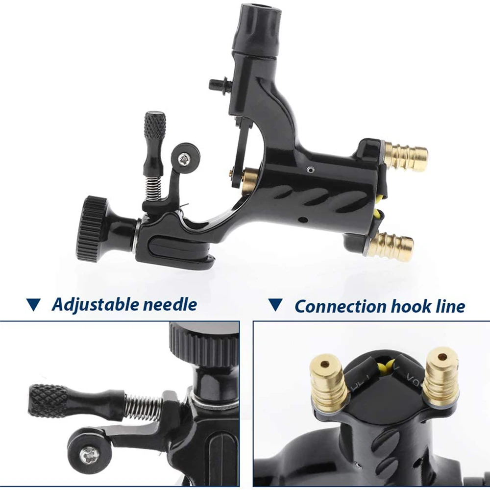 Professional Rotary Tattoo Machine Kit STattoo Kit Set with Tattoo Power Foot Pedal Needles Pigment ink for Beginner