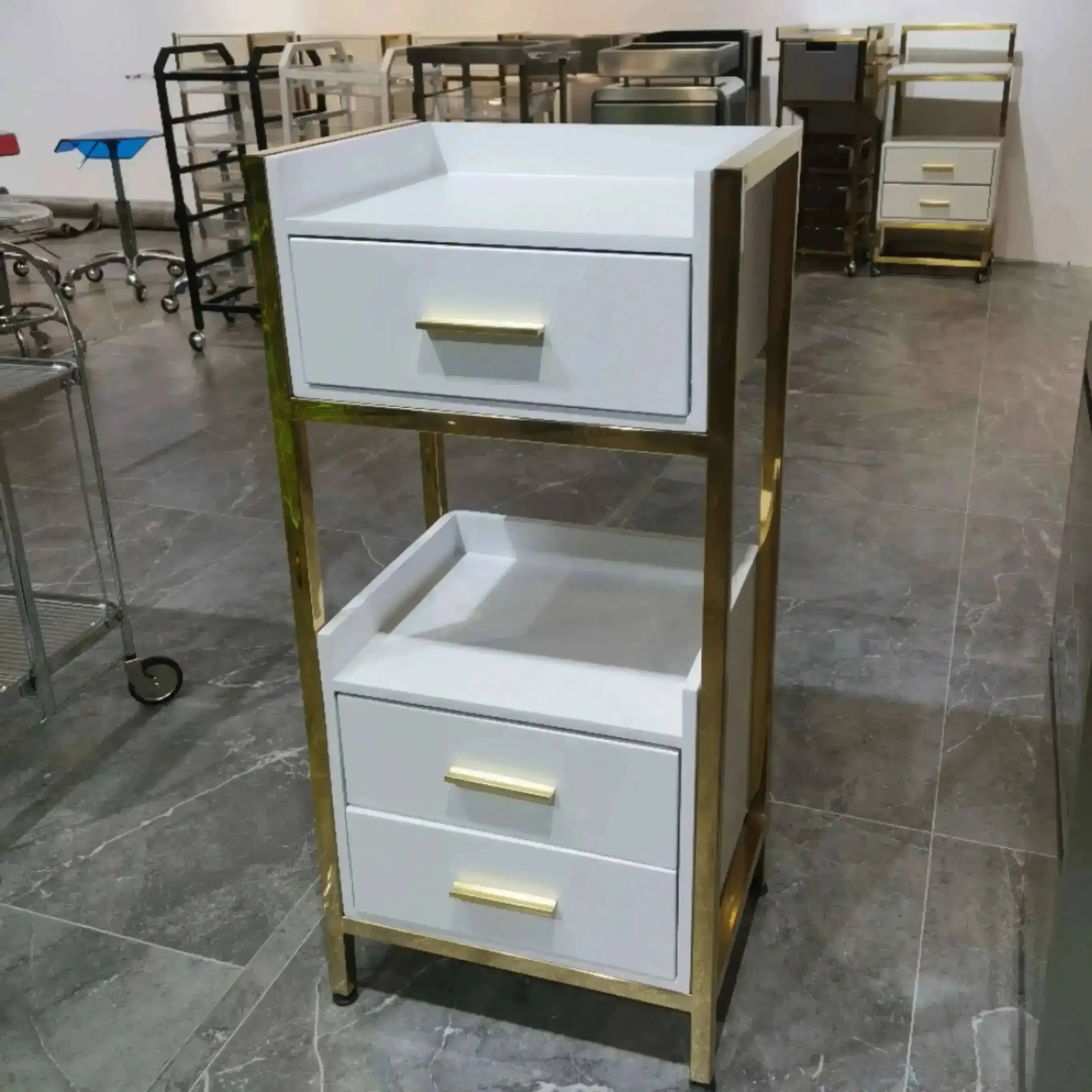 Trendy Look  Household Support Hairdresser Cart Trolley Salon Serving Furniture Professional Rollers Mobile Rolling Beauty Tray