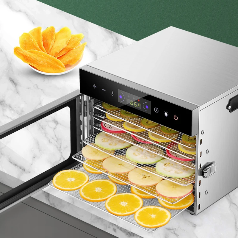 6/8 Layers Stainless Steel Food Dehydrator Digital Temperature Control Fruits Vegetables Air Drying Machine Snacks Meat Dryer EU