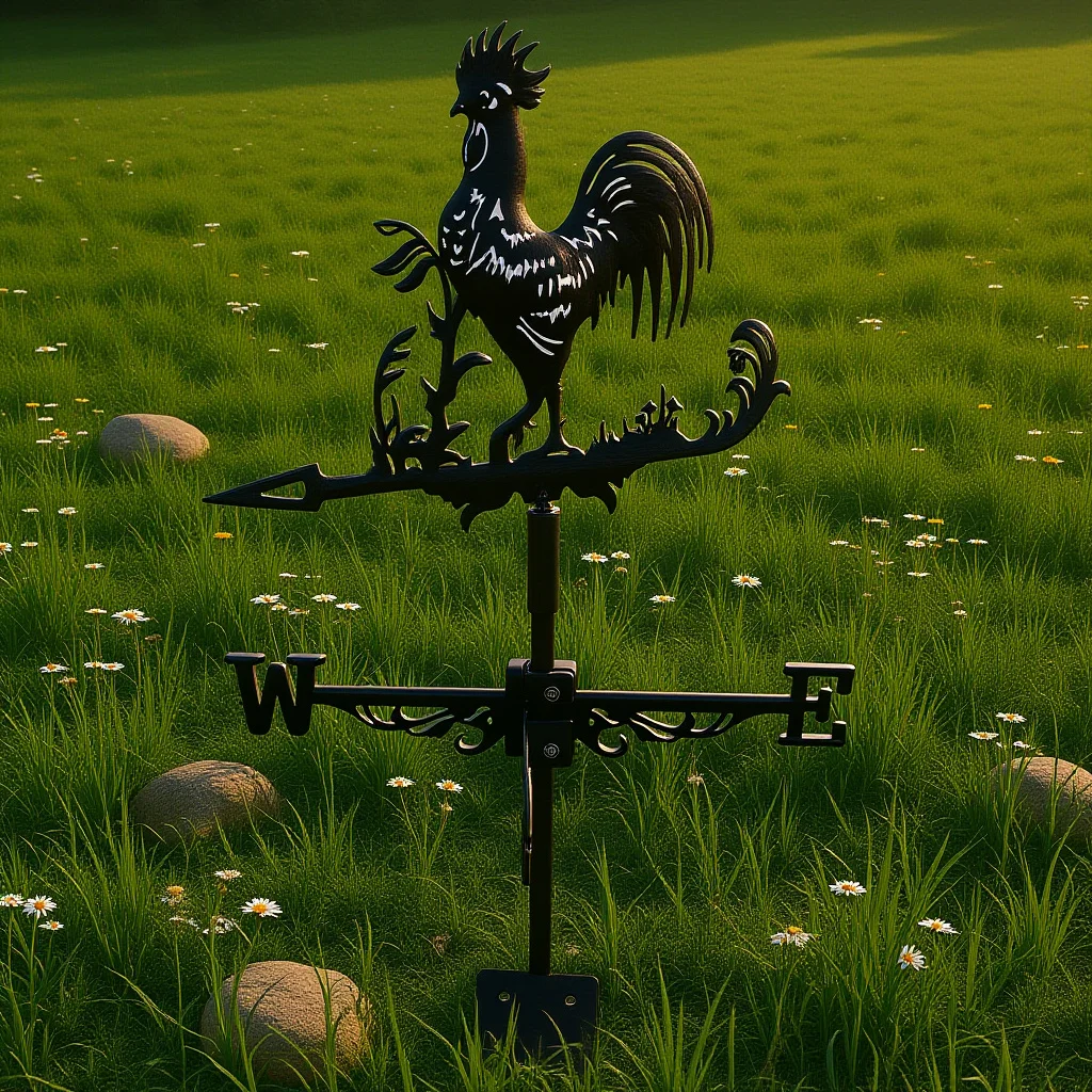 

Metal Wind Direction Indicator Rooster Shaped Iron Garden Weathervane for Yard Farmhouse Roof Mount Outdoor Decoration