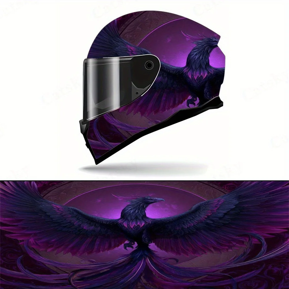 

Purple Phoenix Full Face Helmet Vinyl Sticker-Durable PVC Art Sticker, Suitable For Motorcycle Racing Helmets, Helmet Accessorie