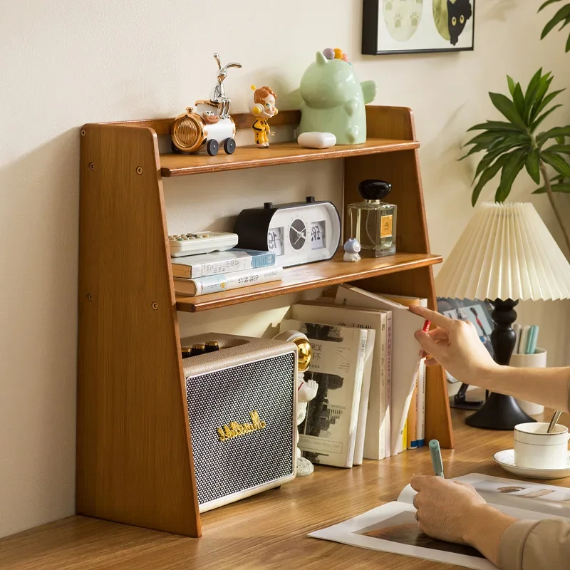 

Classic Solid Wood Desktop Bookshelf, Shelf On Desk, Vertical Home Countertop Bookcase