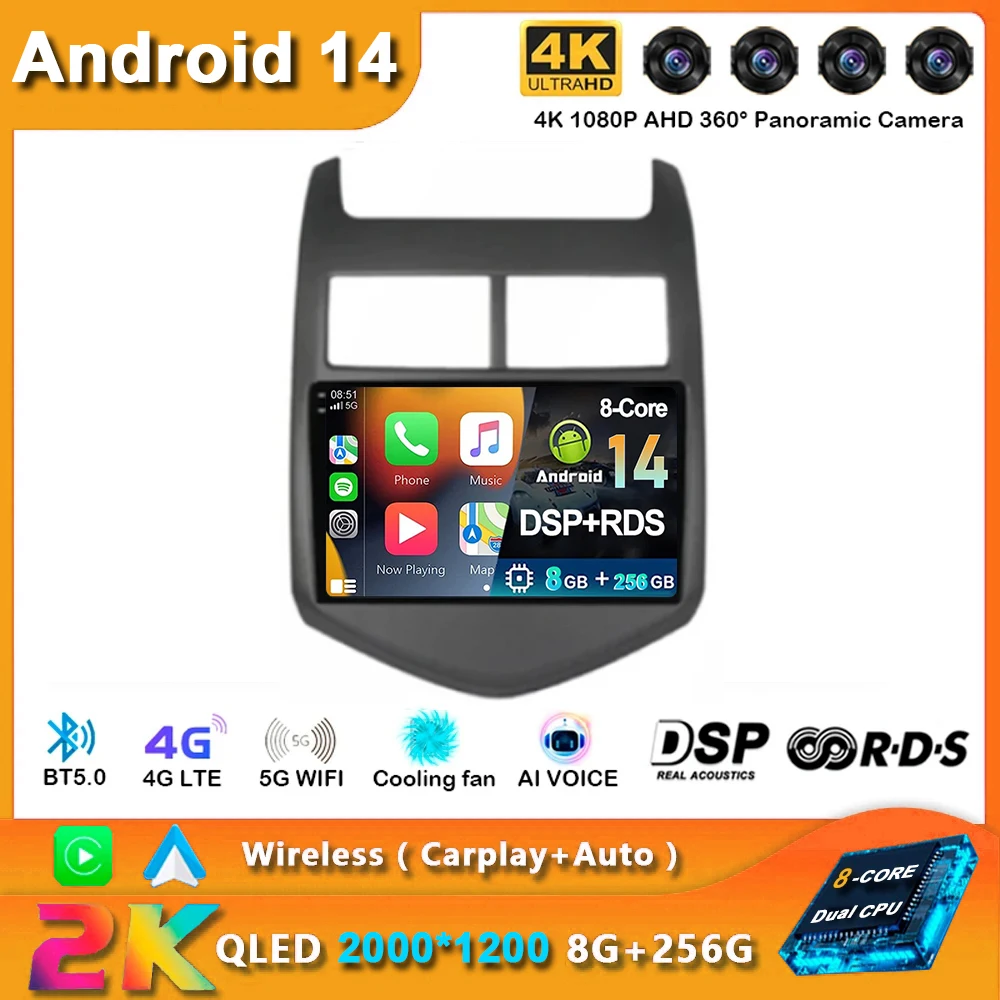 

Android 14 Carplay Auto Car Radio For Chevrolet Aveo 2 Sonic T300 2011 - 2015 Navigation GPS Multimedia Player Stereo wifi+4G BT