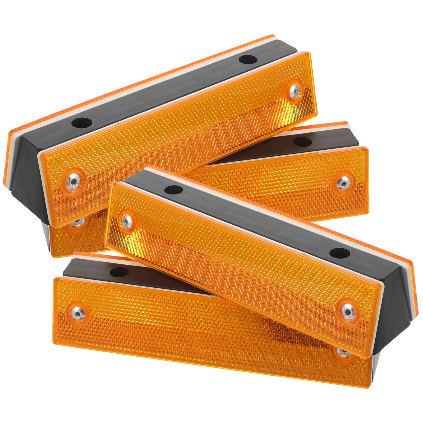 4pcs Rectangular Road Reflectors Double-Sided Reflective Delineators For Highway Guardrail Driveway Safety Pavement Markers