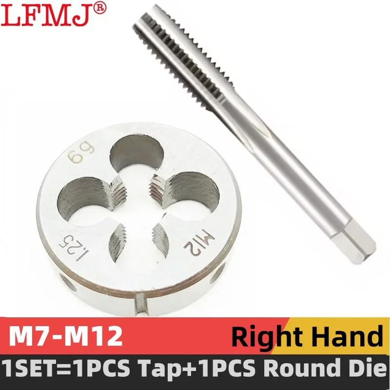 1Set Metric Screw Hand Tap and Die Set Fine Thread Dies Taps Suit M7M7.5 M8M8.5M9M9.5M10M11M12 X 0.5 1 0.75 1.25 1.75