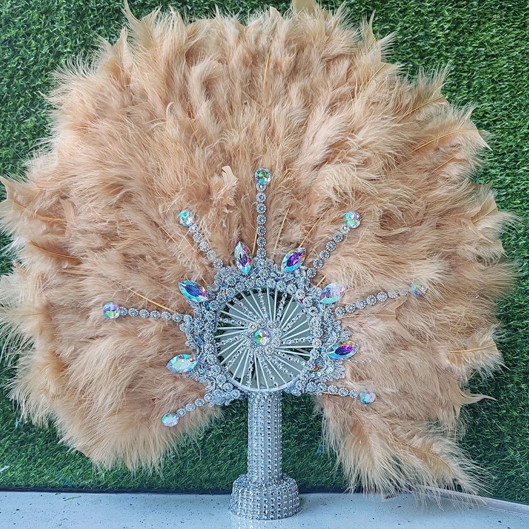 Handmade Feather Hand Fan, African Dance Lace, Luxurious Feather Fans, Wedding Party Gift, Dropshipping Top Decoration