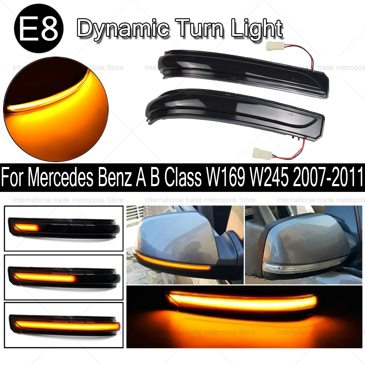 1Pair LED Flashing Turn Singal Light For Mercedes Benz A B Class W169 W245 2007-2011 Side Mirror Repeater Lamp Dynamic Indicator