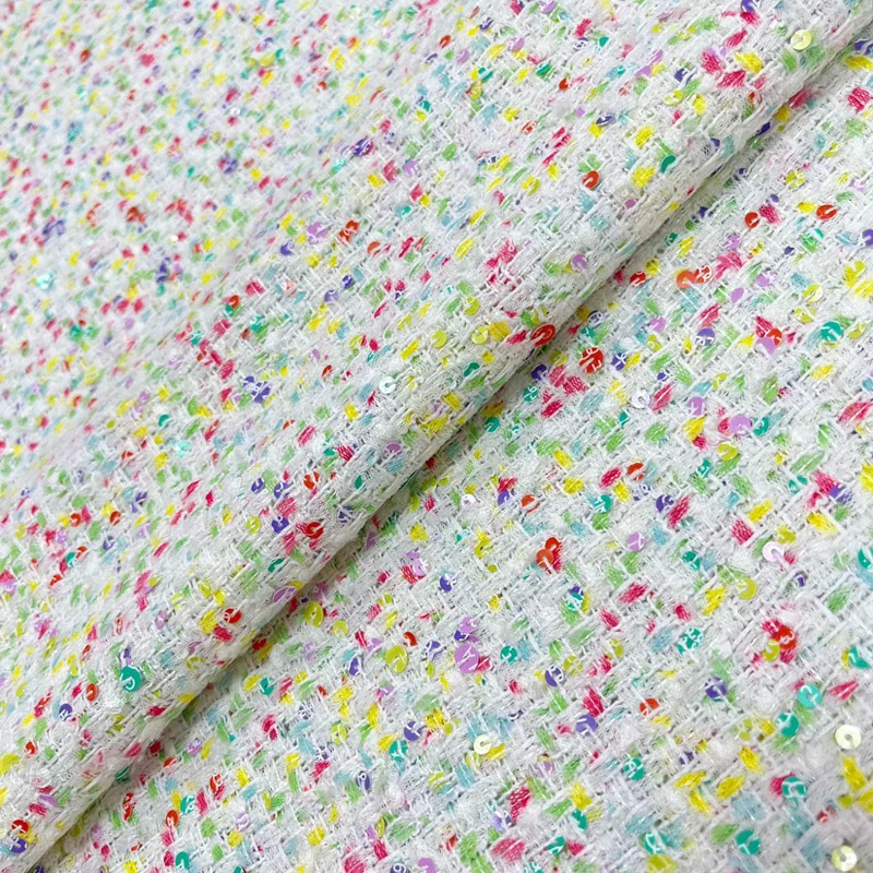 

Colorful Ribbon Sequin Yarn-Dyed Braided Tweed Fabric For Women's Autumn Jacket Dress Suits Coat DIY Cloth Sewing Material