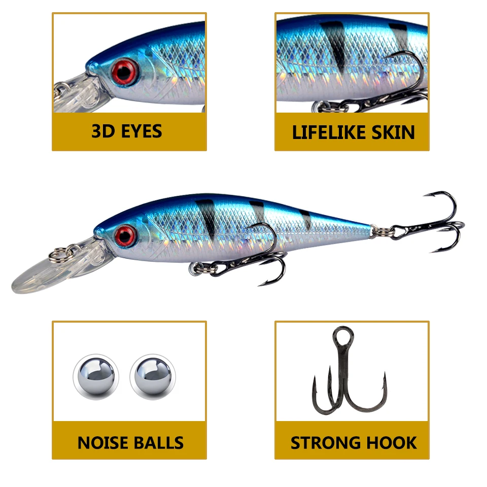 LINGYUE 1Pc Floating Minnow Bait Fishing Lure 100mm 9g Hard Wobbler For Trolling Pesca Peche Diving 2m Isca Artificial