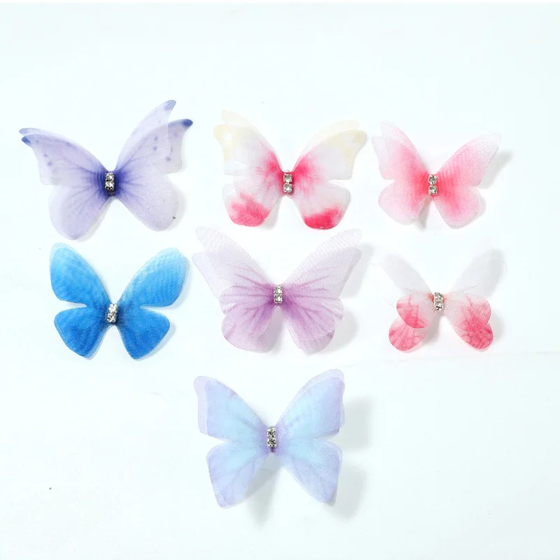 

200 шт. двухслойных вышитых нашивок-бабочек для рукоделия, материалы для одежды и аксессуаров для волос