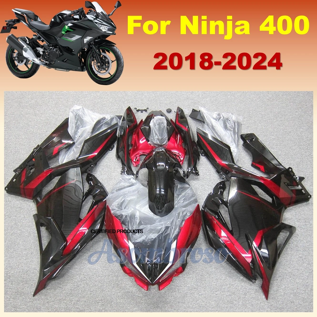 New Fairing Kit for NINJA400R 2018 2019 2021 2020 2024 2022 2023 ninja400 18-24 Motorcycle Red Black Body Shell cover