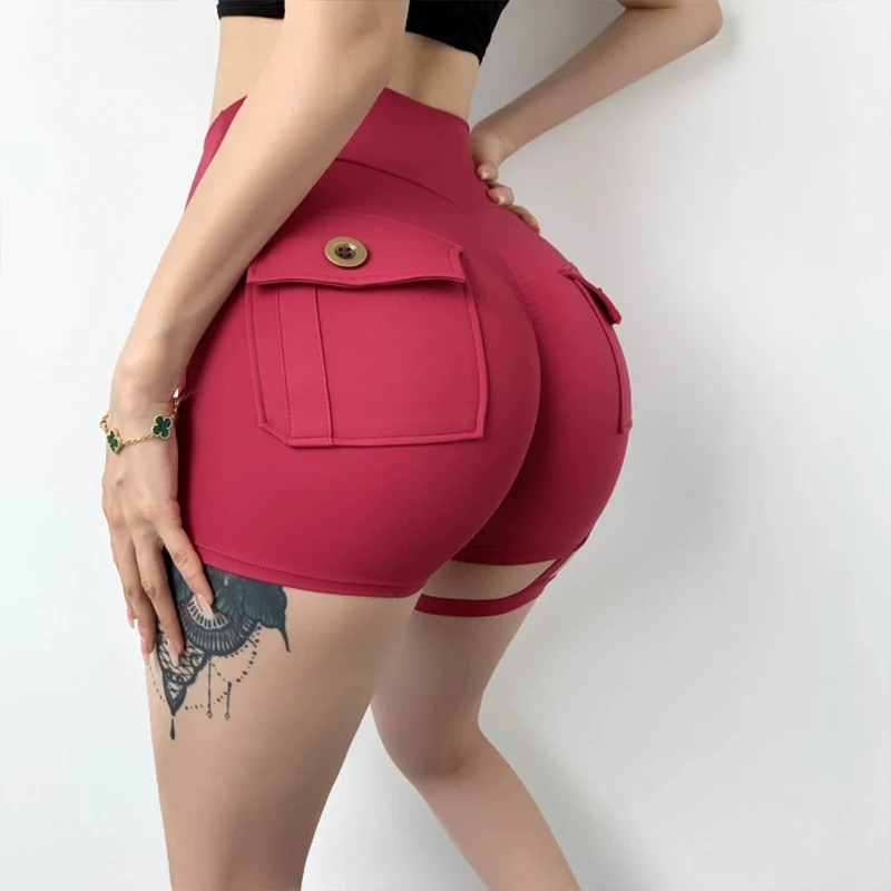 

Women Casual Summer High Waist Skinny Shorts With Circle Workout Push Up Booty Scrunch Biker Shorts Pants Fitness Cycling Tights