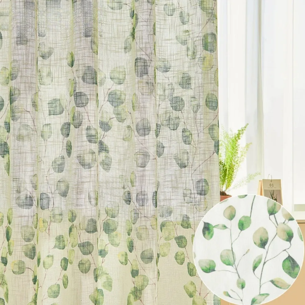 Printed cotton and linen multi-functional semi-transparent chiffon window screens for bedrooms and living rooms in a fresh count